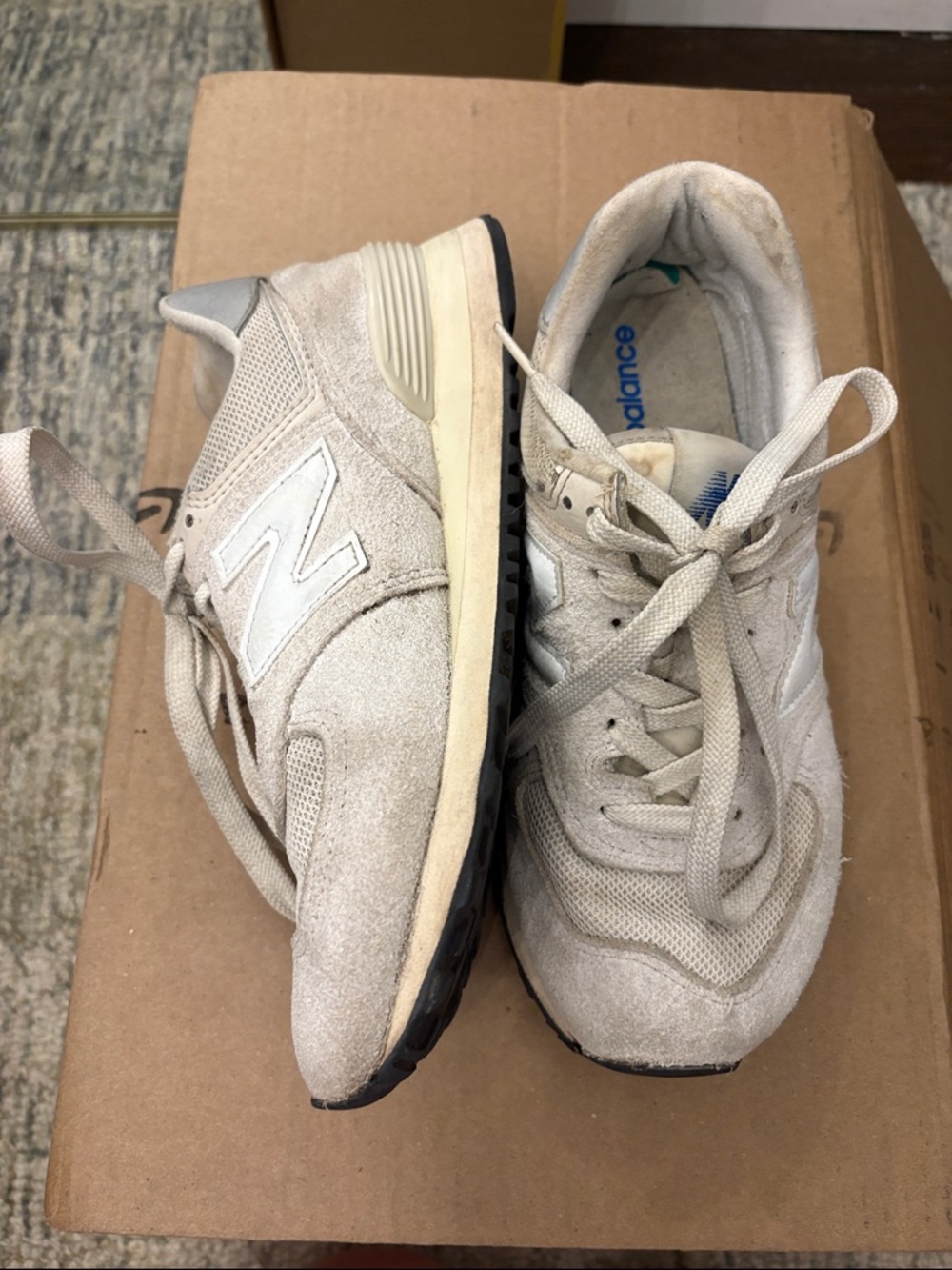 New Balance 574 Cream Suede Mesh Sneakers aritzia collab